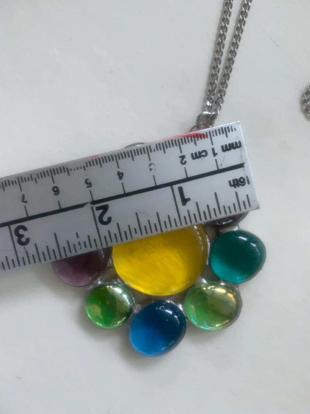 Vintage unique multi-coloured Flower Pendant Necklace - photo 3