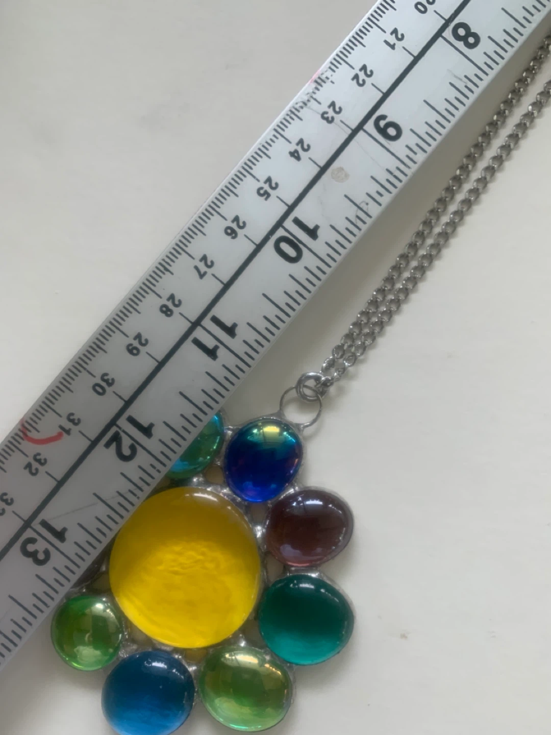 Vintage unique multi-coloured Flower Pendant Necklace - photo 4