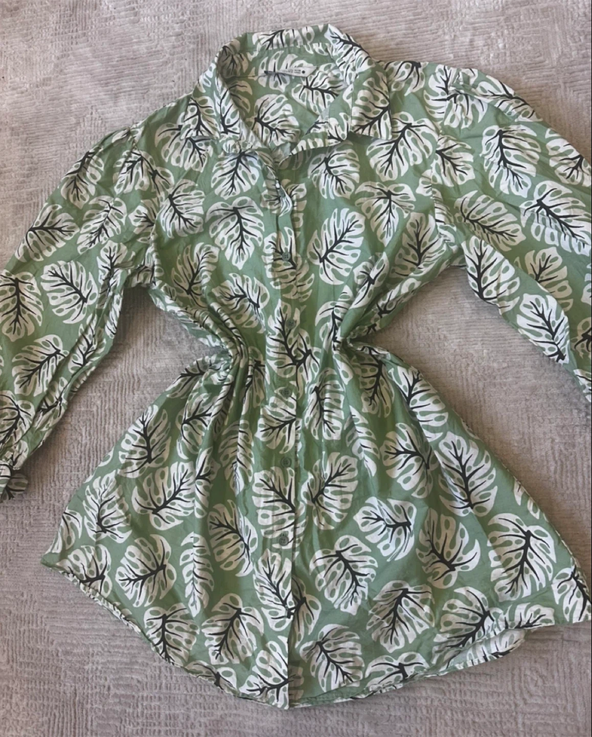 Zara Leaf Print MINI Dress - Size L
