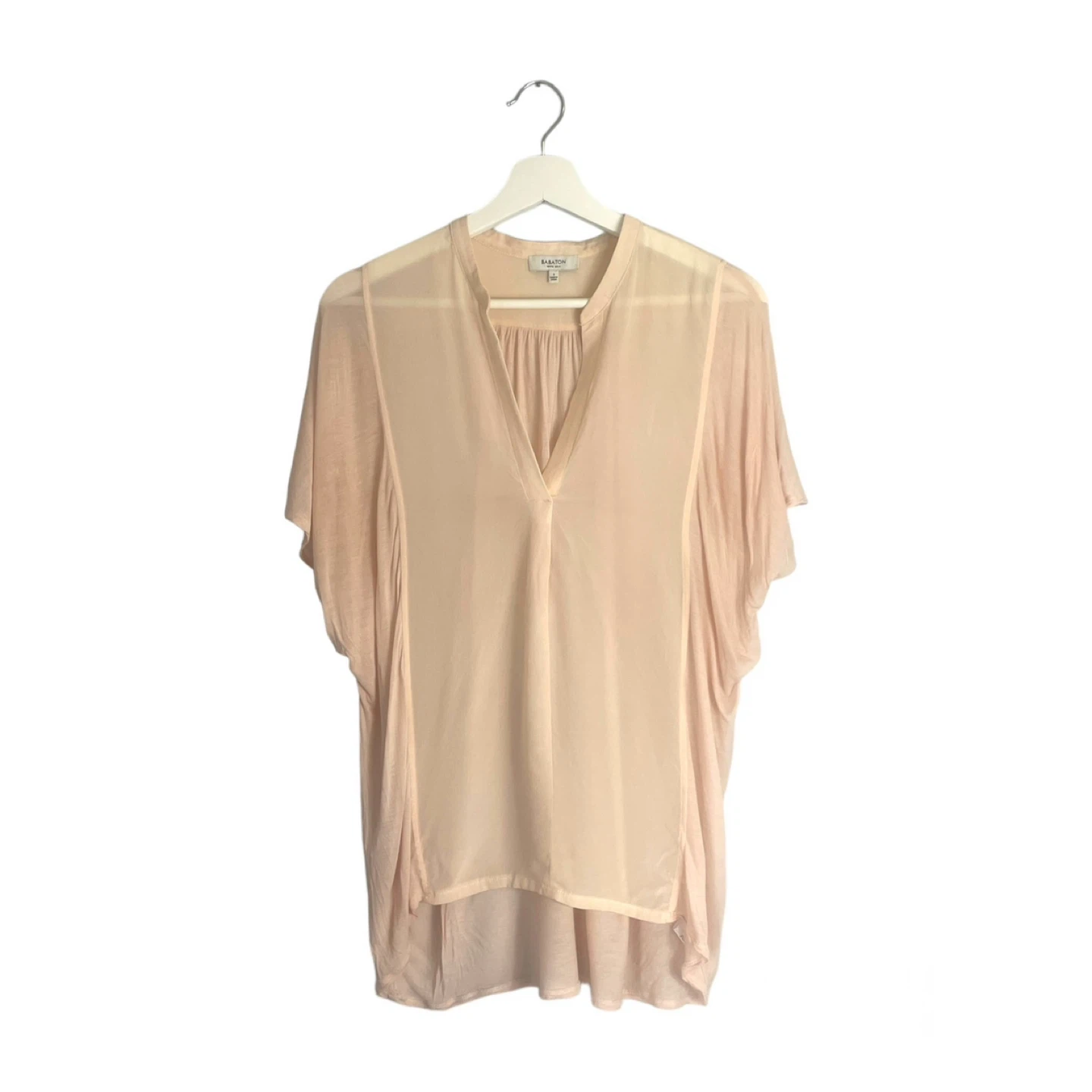 Aritzia Babaton Pink Silk Tunic Blouse Size Small