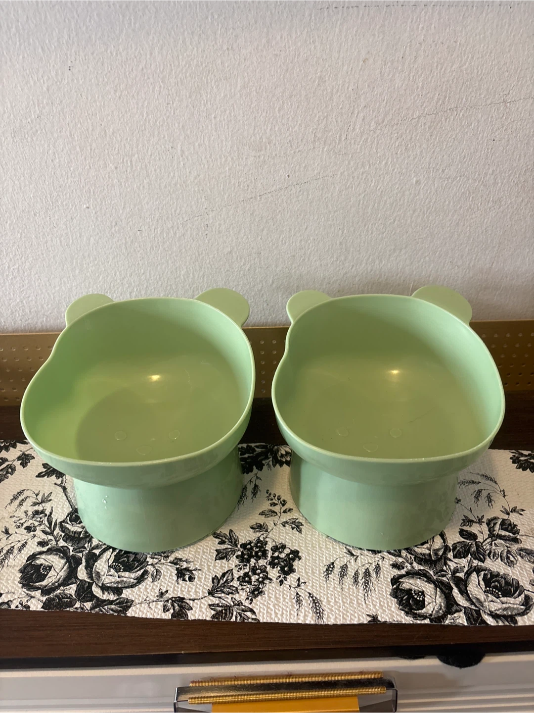 Cute Green Pet Bowls (Set of 2)