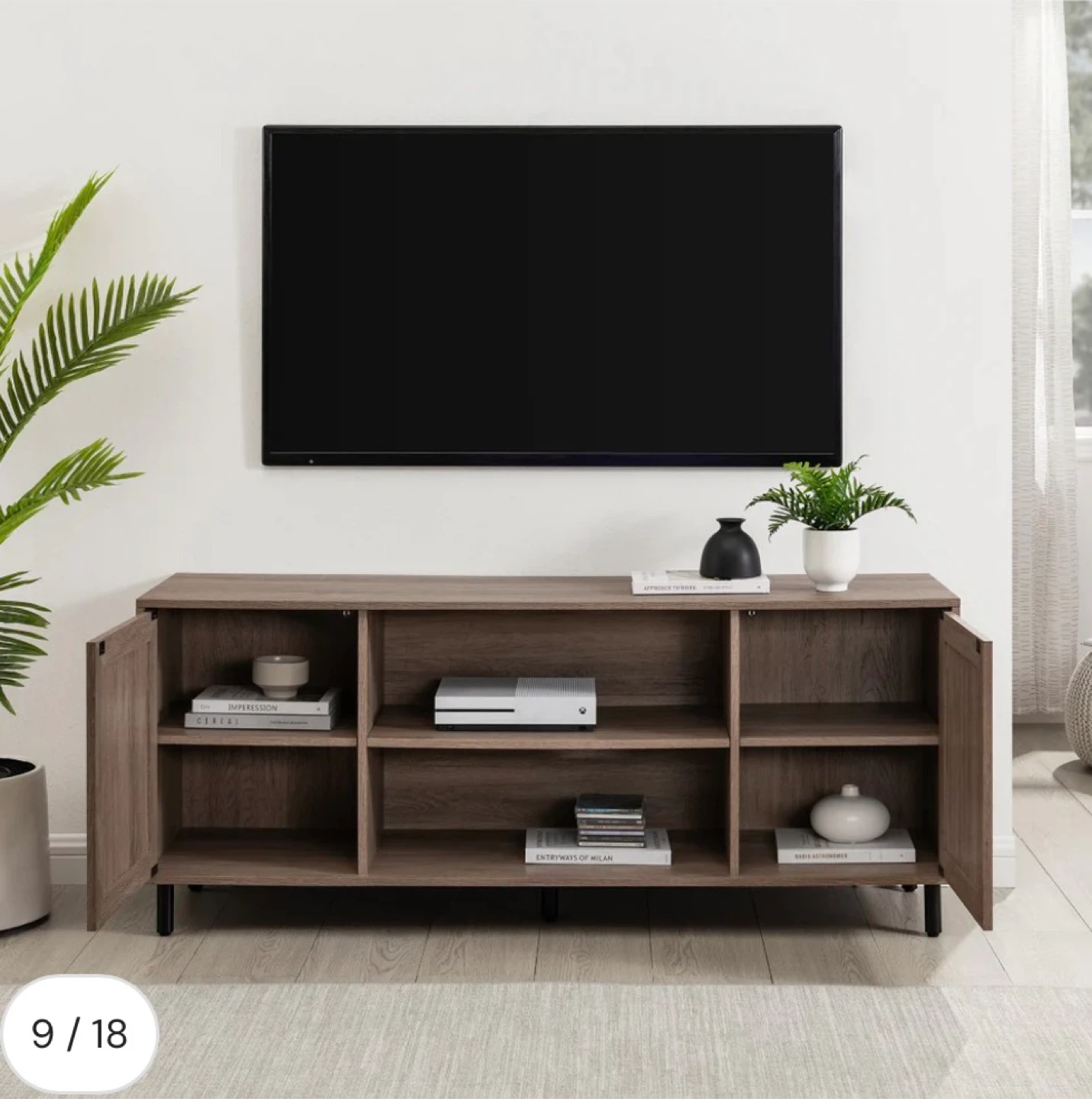 New Boho Scandinavian Rattan 2 Door TV Stand - photo 2