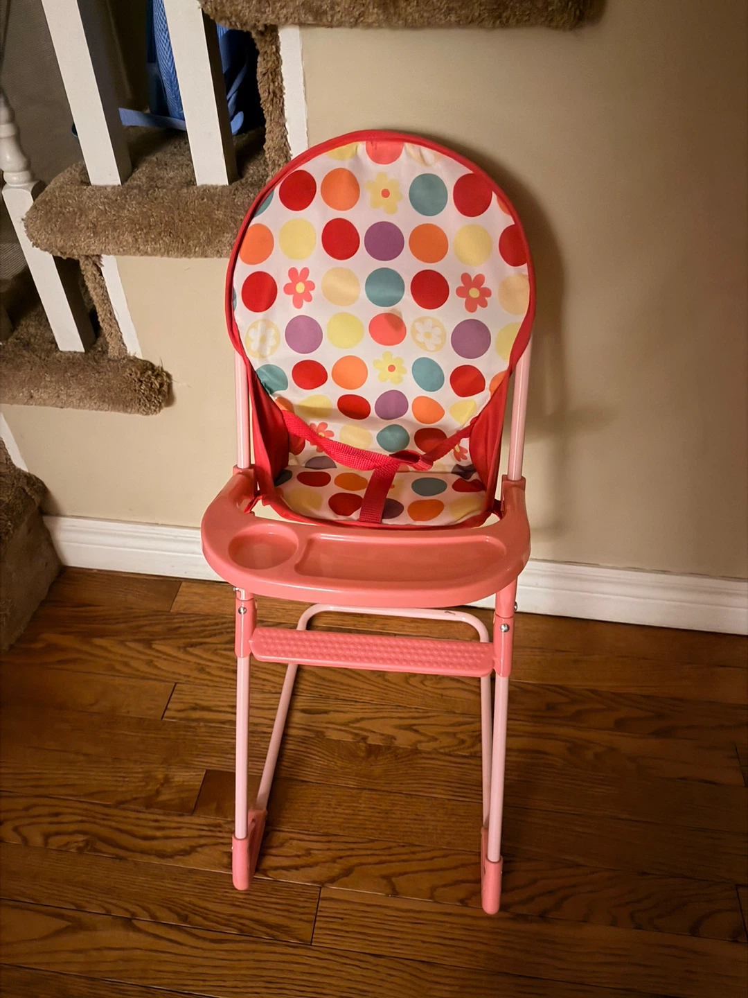 Doll High Chair - Pink with Polka Dots