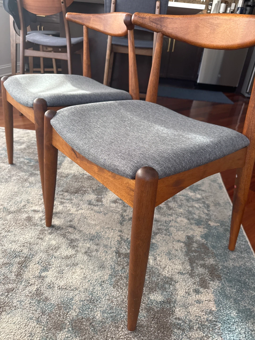 Pair of Walnut Mid Century Modern Dining Chairs - photo 2
