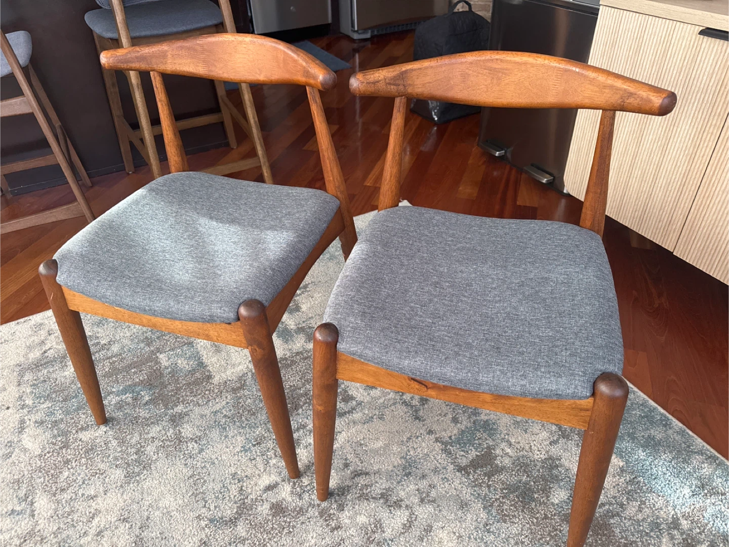 Pair of Walnut Mid Century Modern Dining Chairs