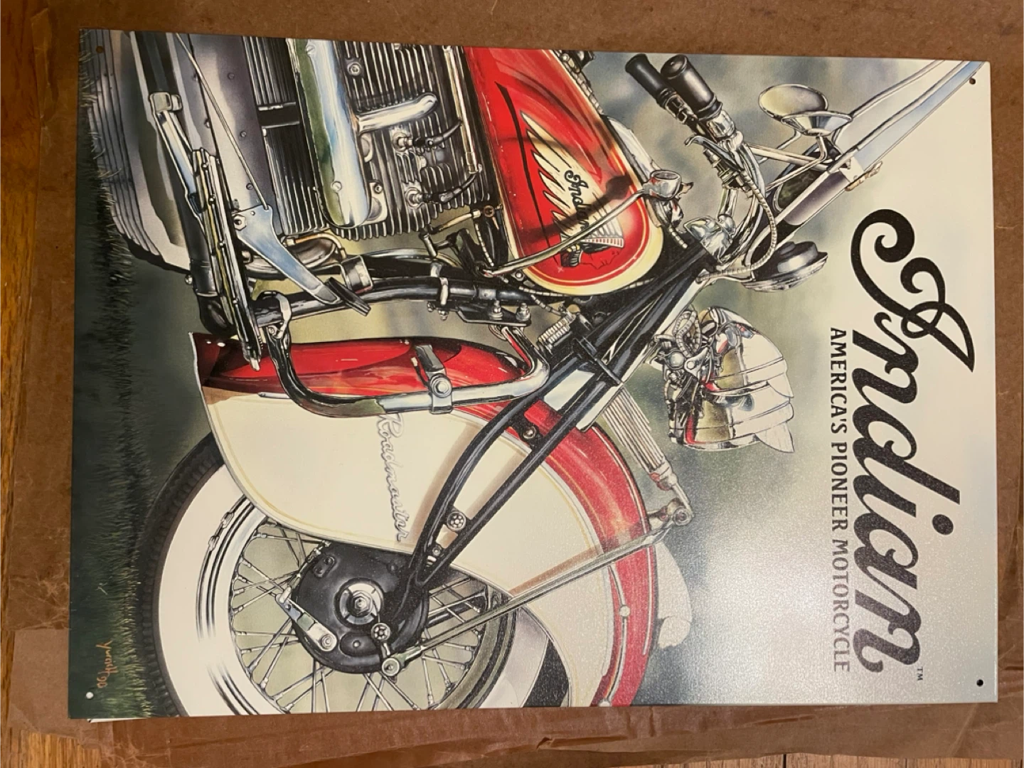 Indian Motorcycle 'America's Pioneer' Tin Sign