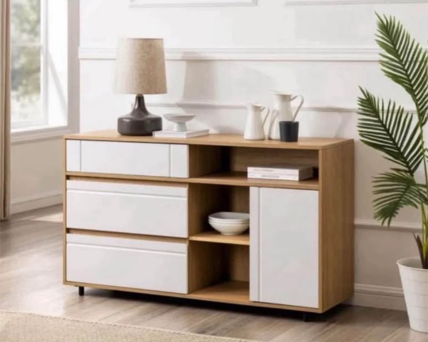 New Sideboard Buffet Server Entryway Storage Cabinet Credenza - photo 2