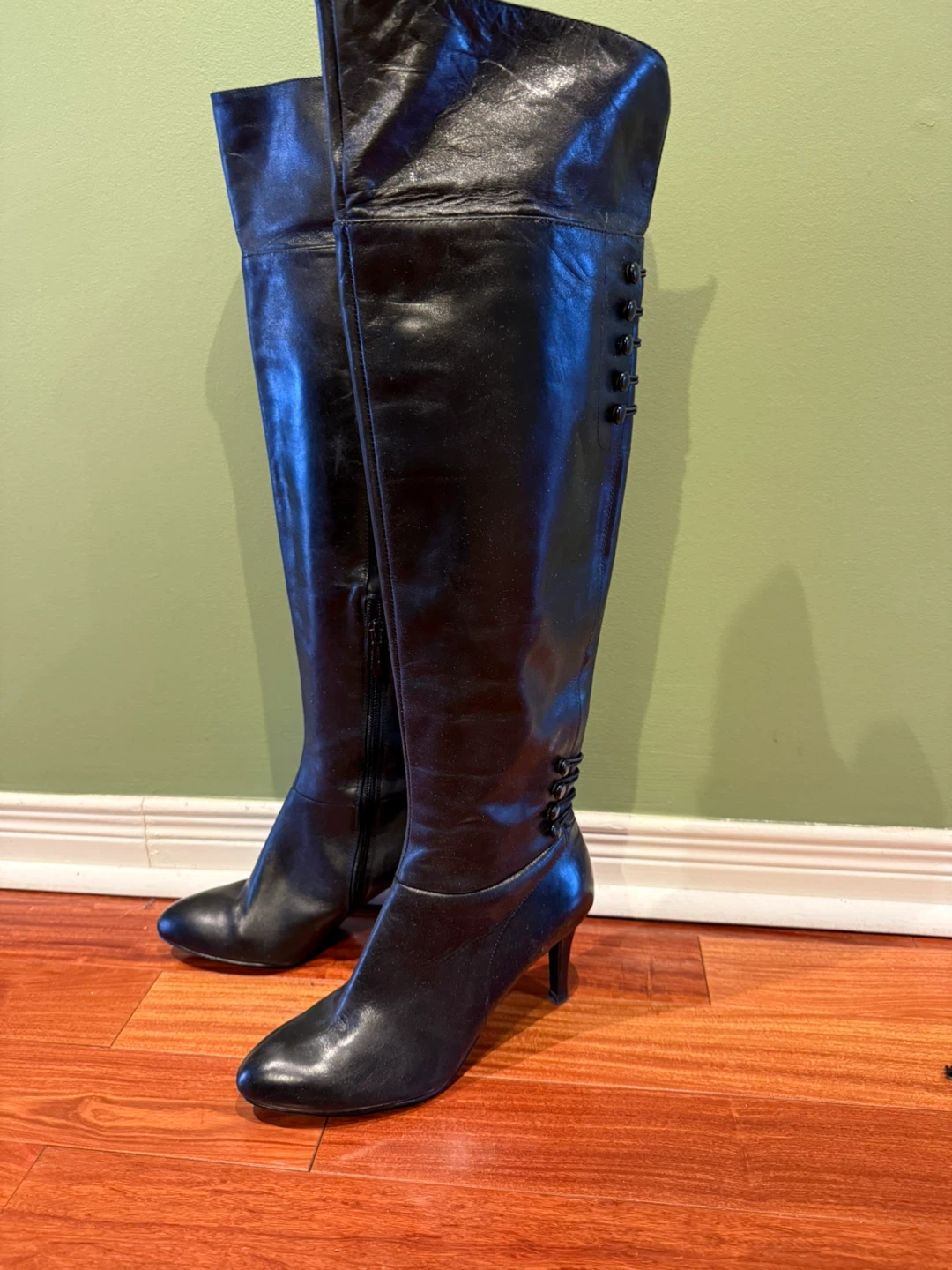 Black Leather over knees High Boots - photo 2