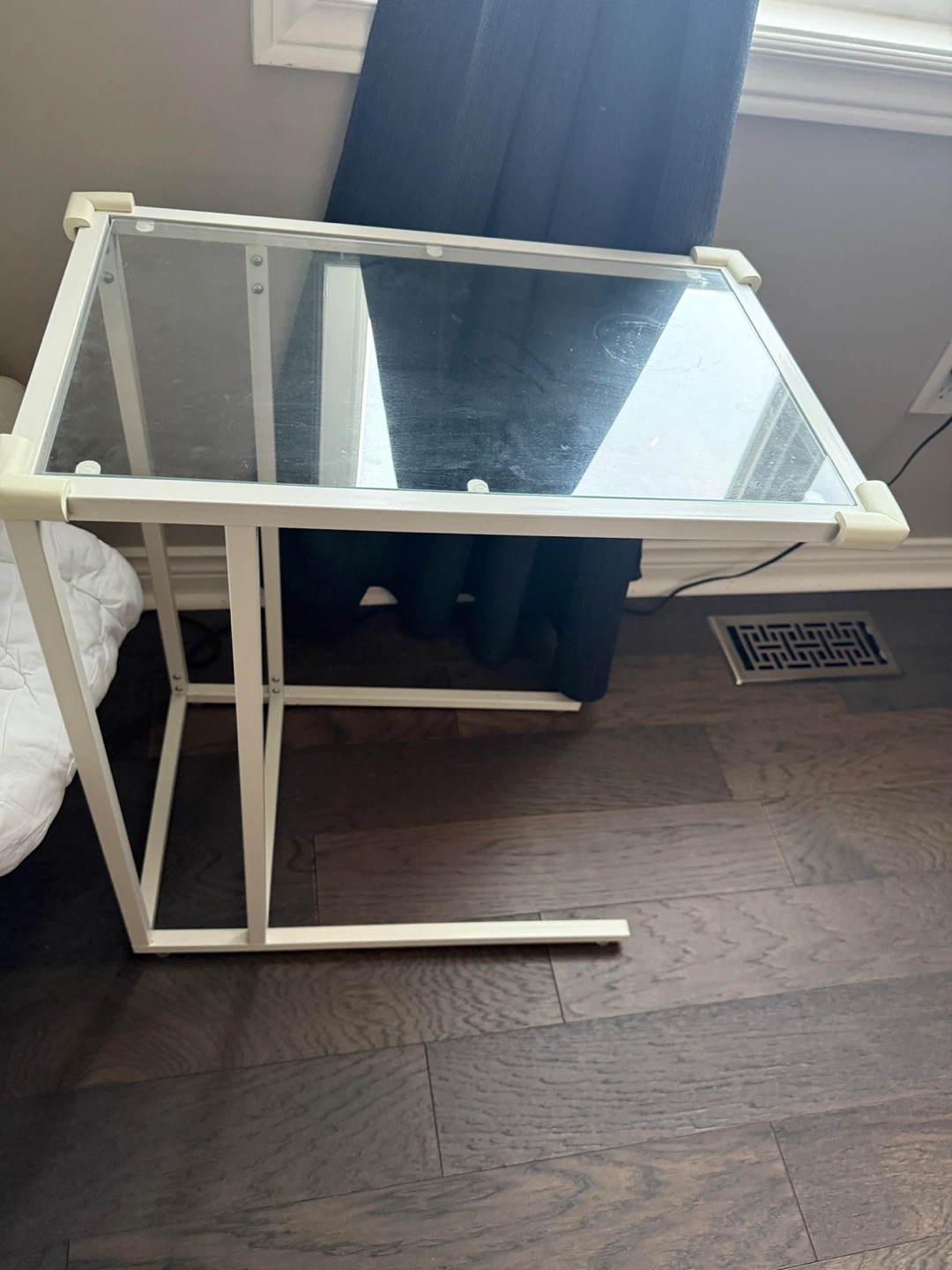 White Side Table with Glass Top