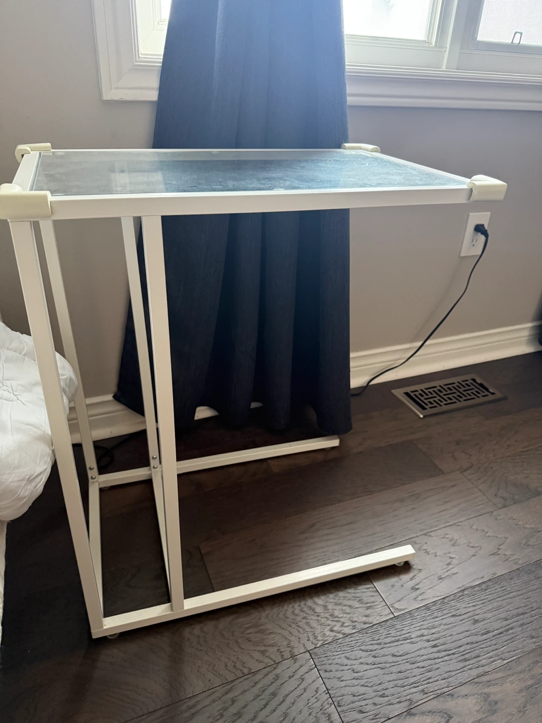 White Side Table with Glass Top - photo 2