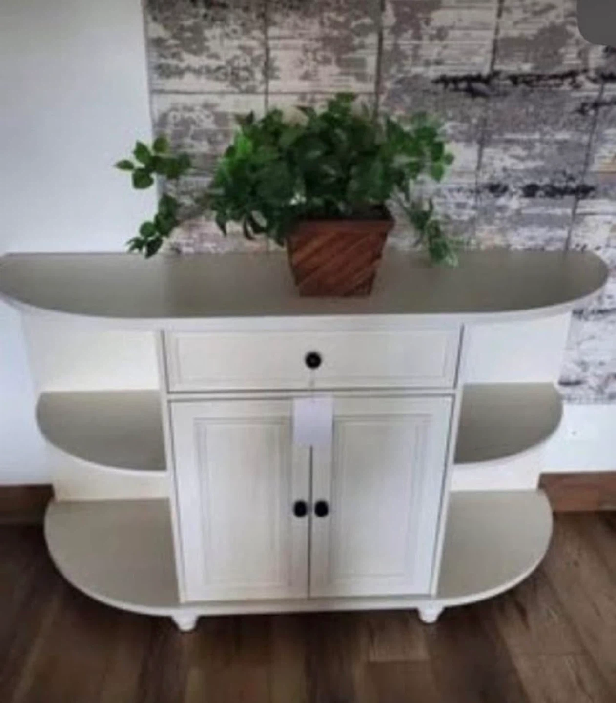 New White Half-Moon Shaped Accent Table