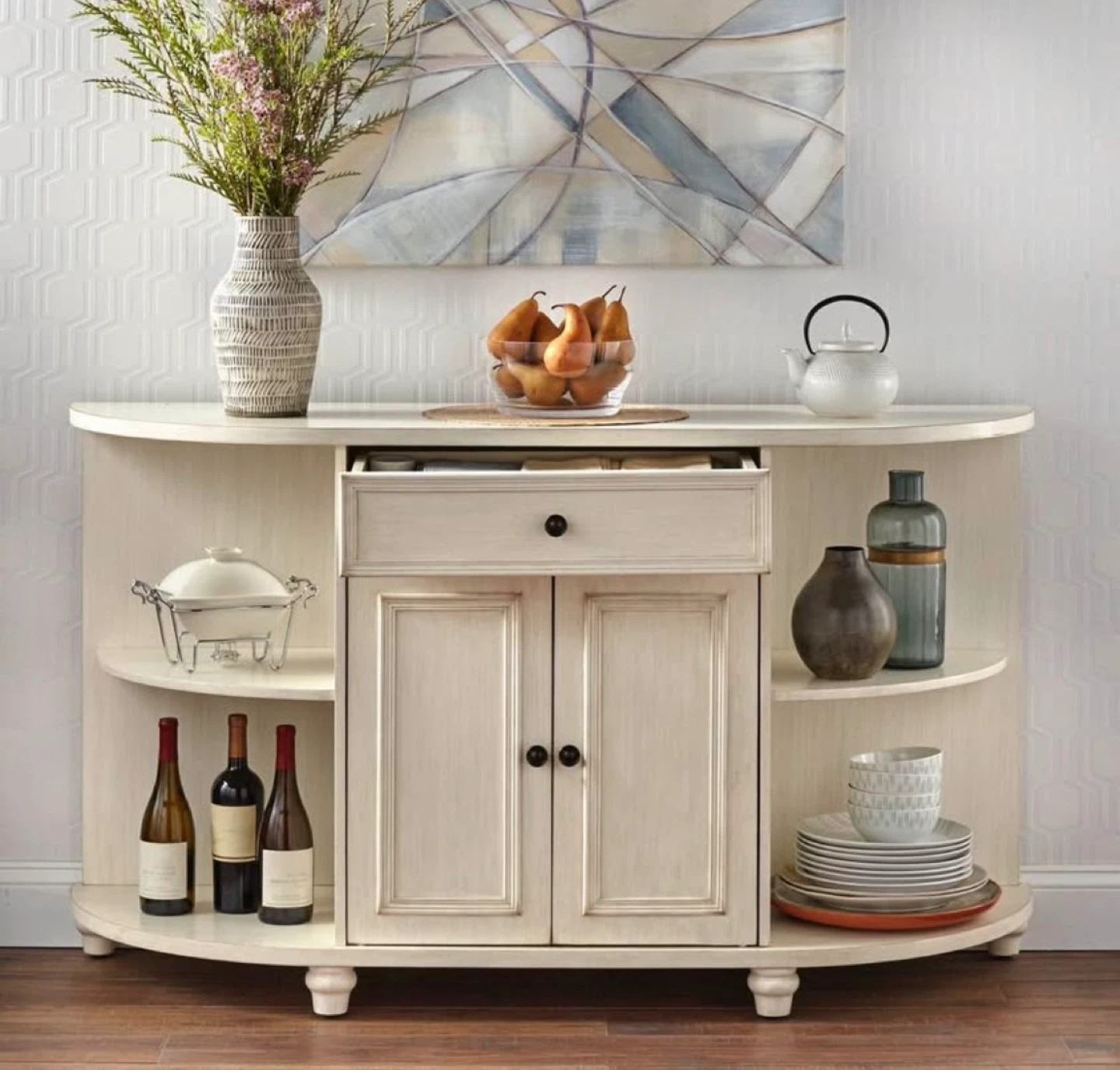 New White Half-Moon Shaped Accent Table - photo 4