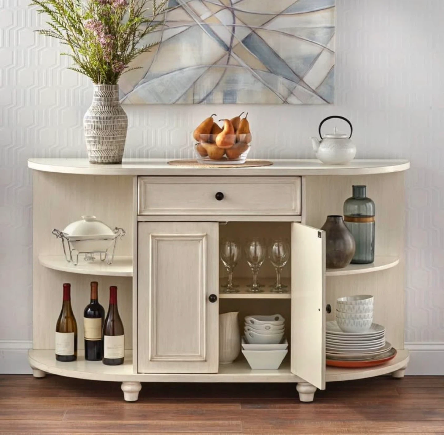 New White Half-Moon Shaped Accent Table - photo 3