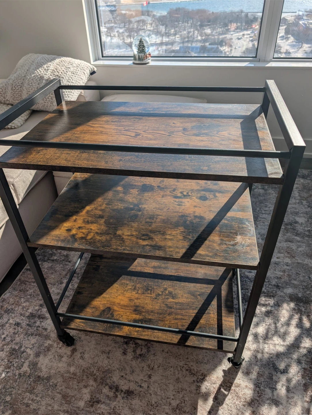 Rolling Bar Cart with Wine Rack