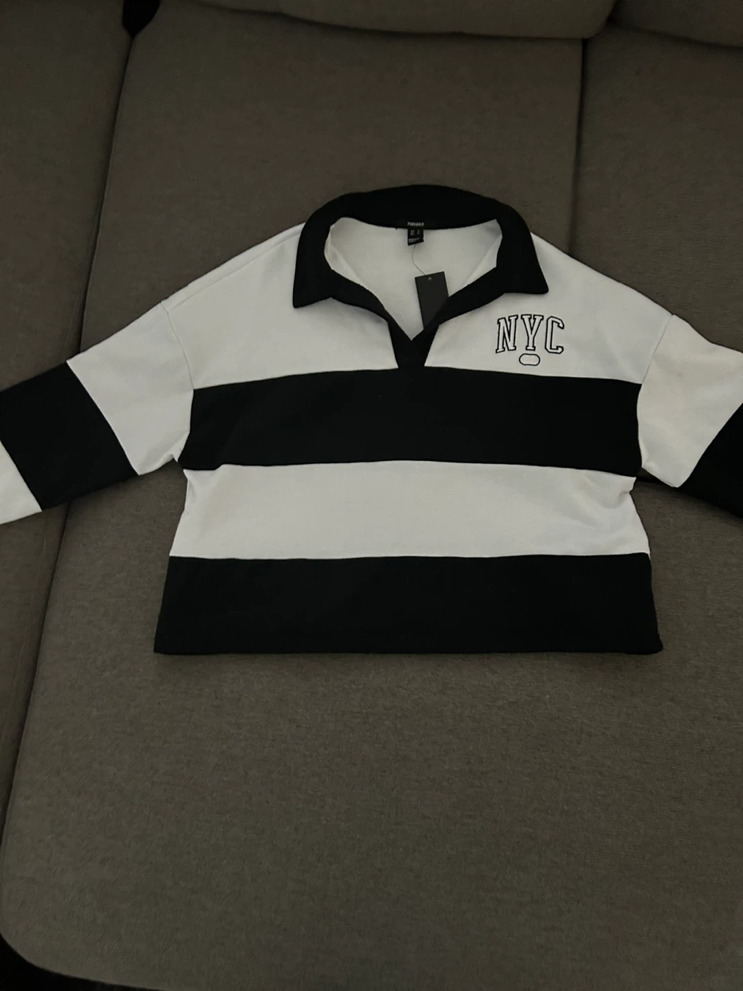 Forever 21 NYC Striped Polo Shirt (S)