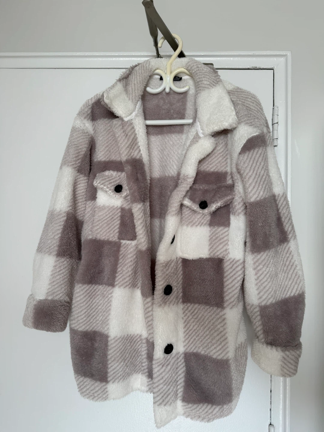 SHEIN Fleece Plaid Shacket