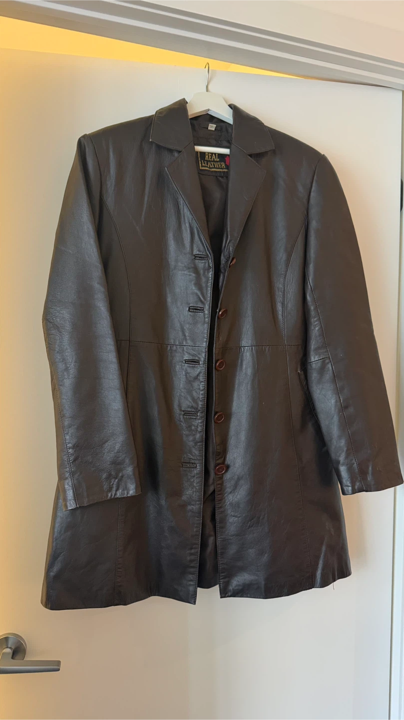 Real Leather Brown Leather Coat