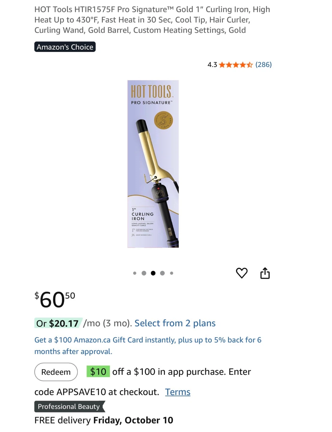 Hot Tools Pro Signature 25mm Curling Iron - Gold - photo 2