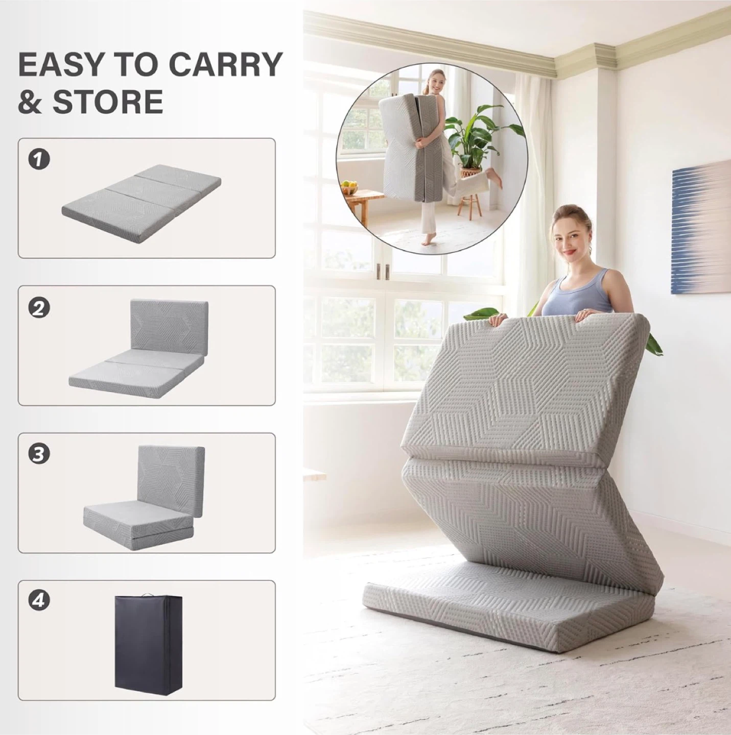 Folding Foam Mattress - Easy to Carry & Store