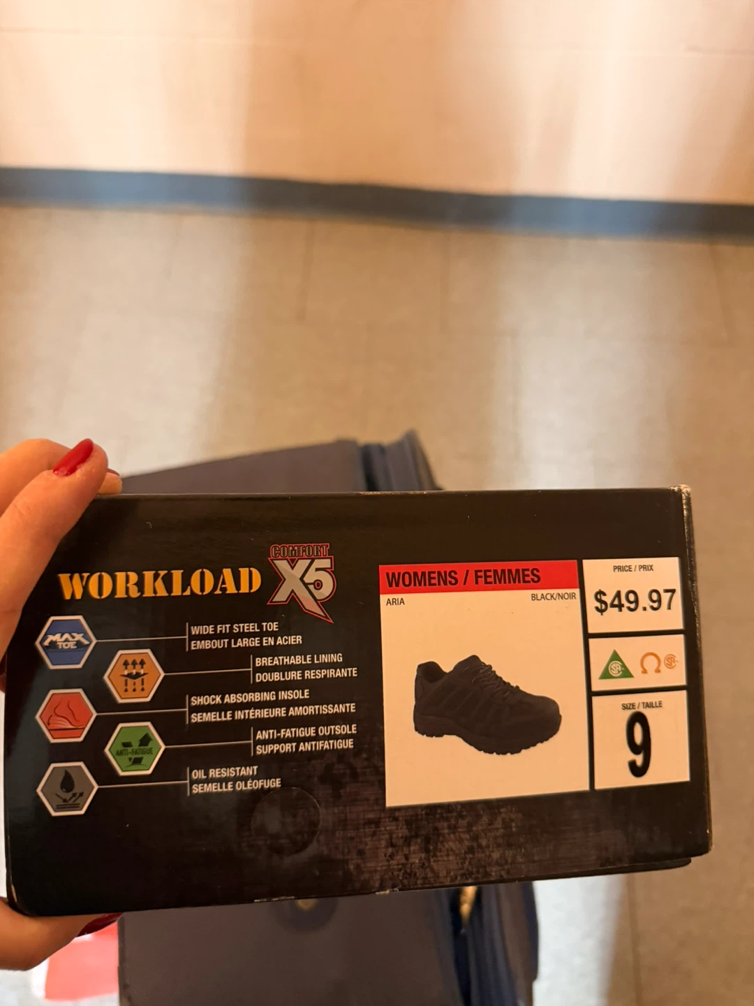 Workload X5 Women's Black Safety Shoes - Size 9