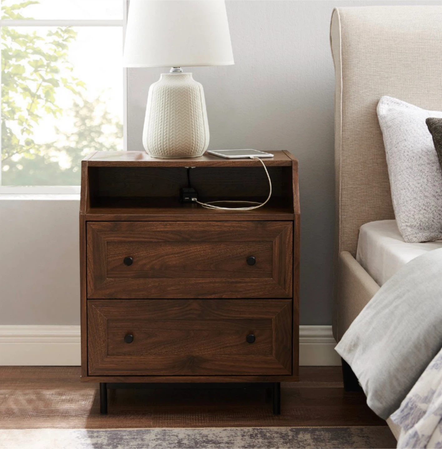 New Mid Century Modern Table or Nightstand with USB Port
