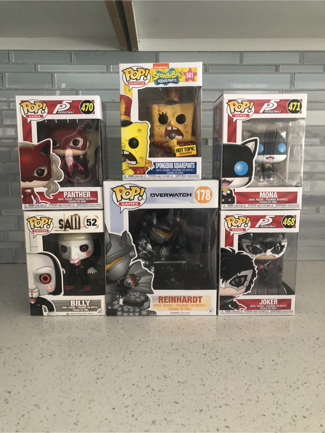 Funko Pop! Figures: Persona 5, Spongebob, Overwatch, Saw