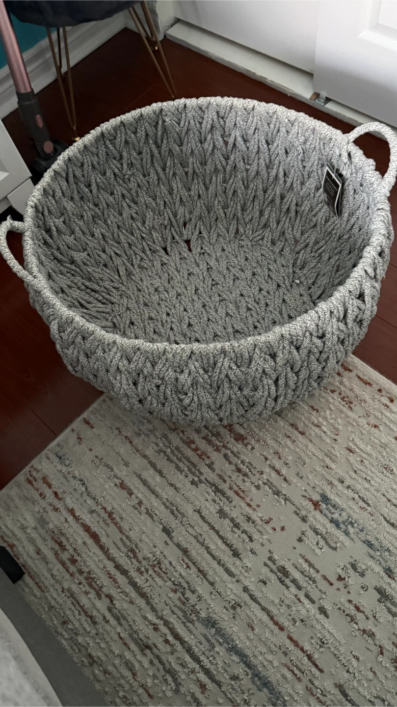 Large Grey Braided Basket - photo 2