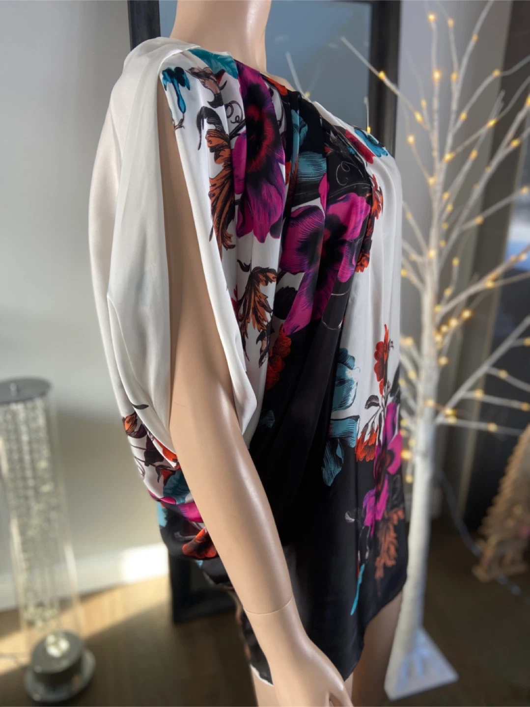 EUC: Aqua Floral One-Shoulder Dress Size 2 - photo 3