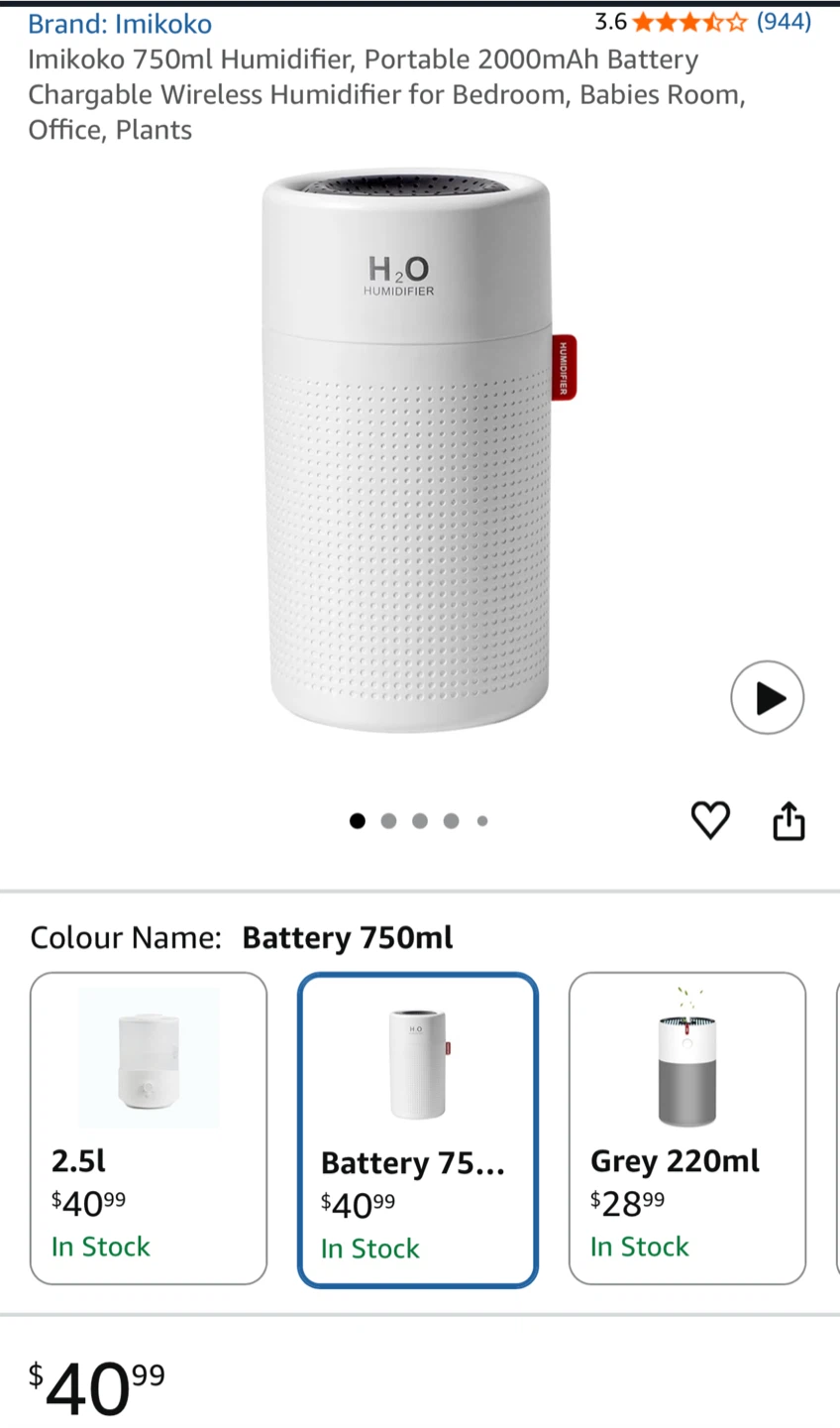 Imikoko 750ml Humidifier - Portable & Wireless