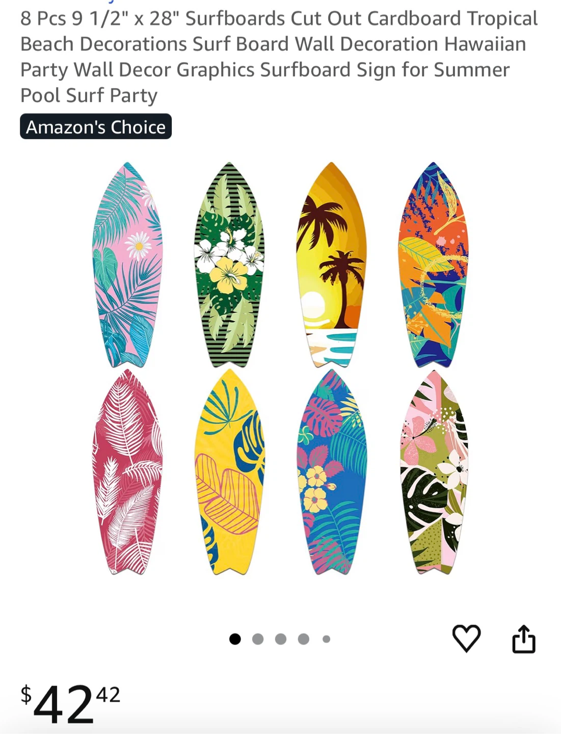 Surfboard Cut Out Cardboard Tropical Beach Decorations
