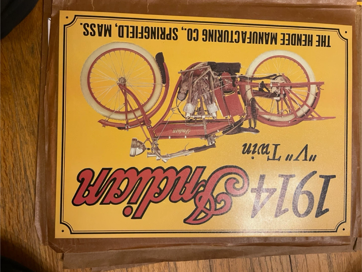1914 Indian "V" Twin Metal Sign