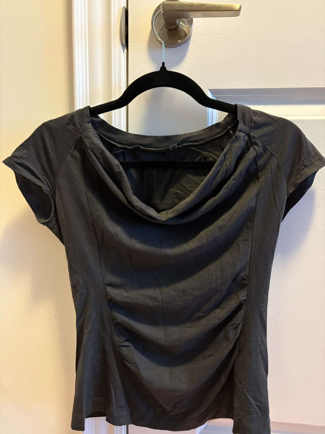Dark Grey Cowl Neck T-Shirt