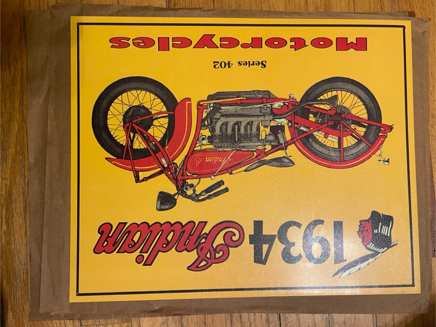 1934 Indian Motorcycle Series 402 Metal Sign