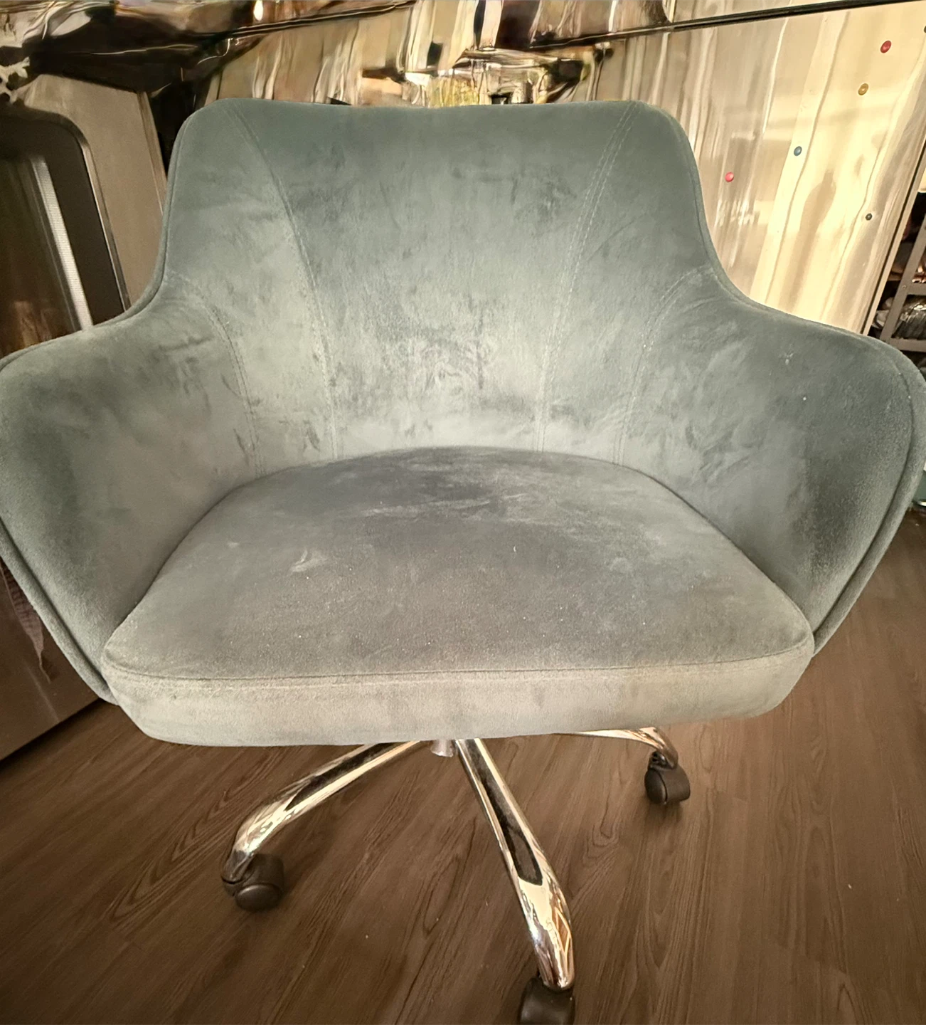 Blue Velvet Office Chair - photo 3