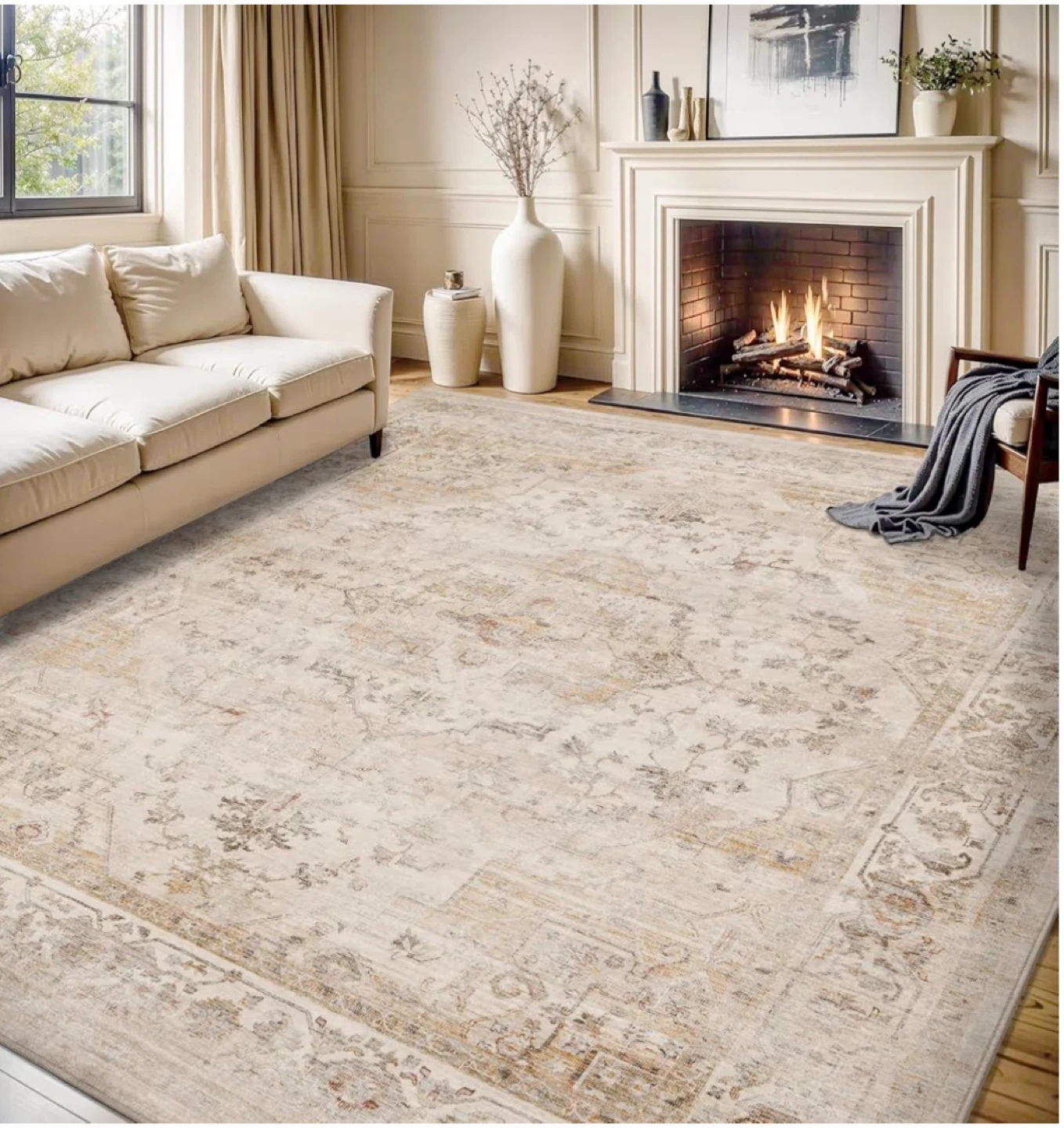 Beige Area Rug - 6ft x 9ft