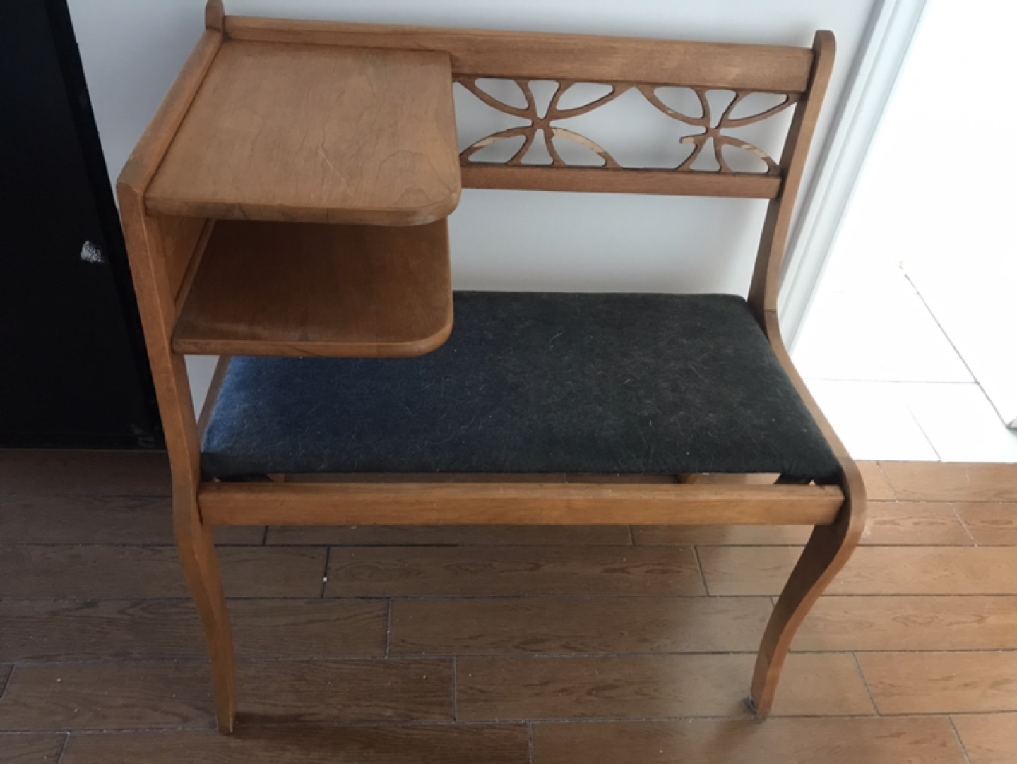Vintage Wooden Telephone Table Bench