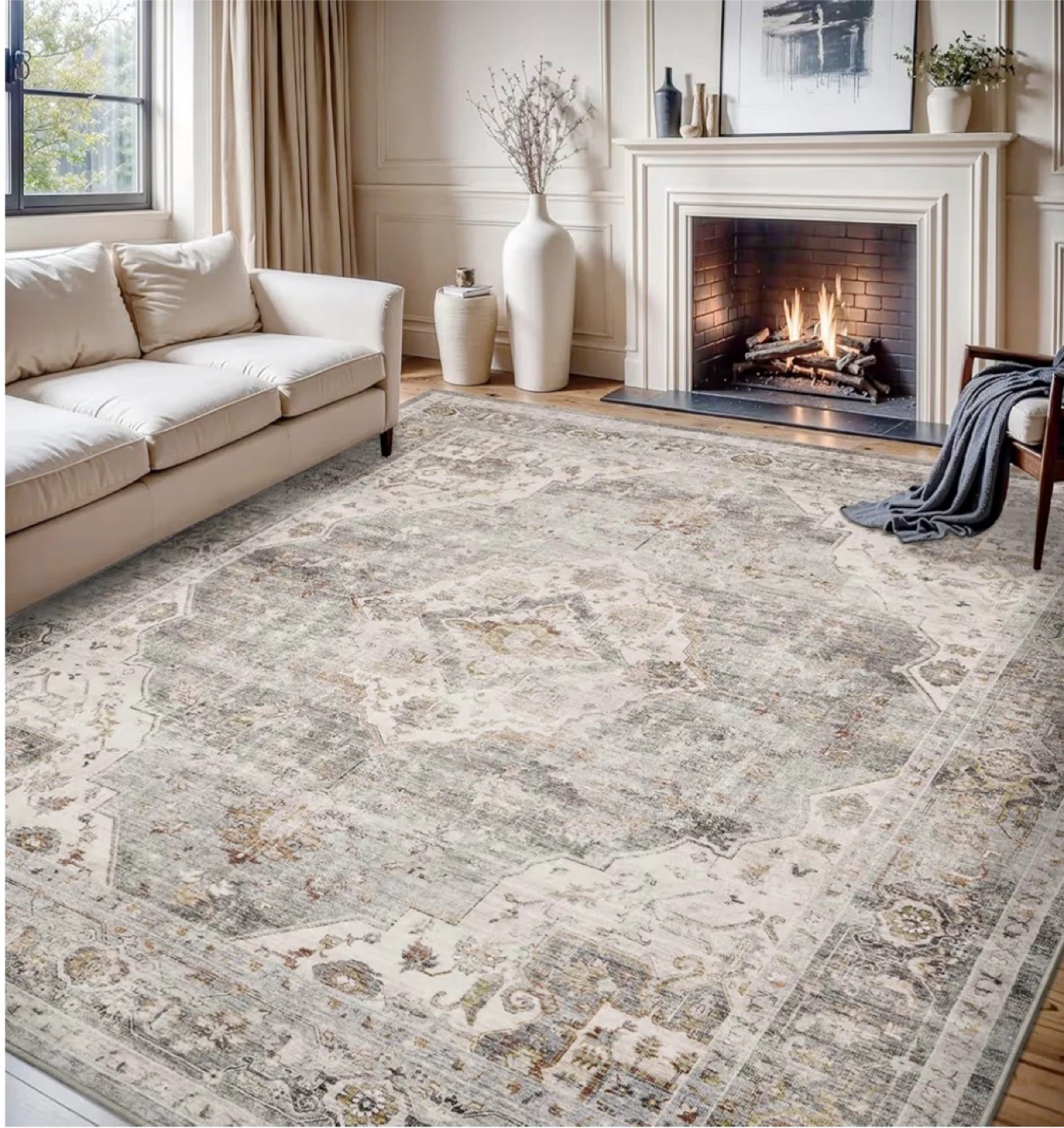 Montvoo Area Rug 8x10 - Grey, Machine Washable