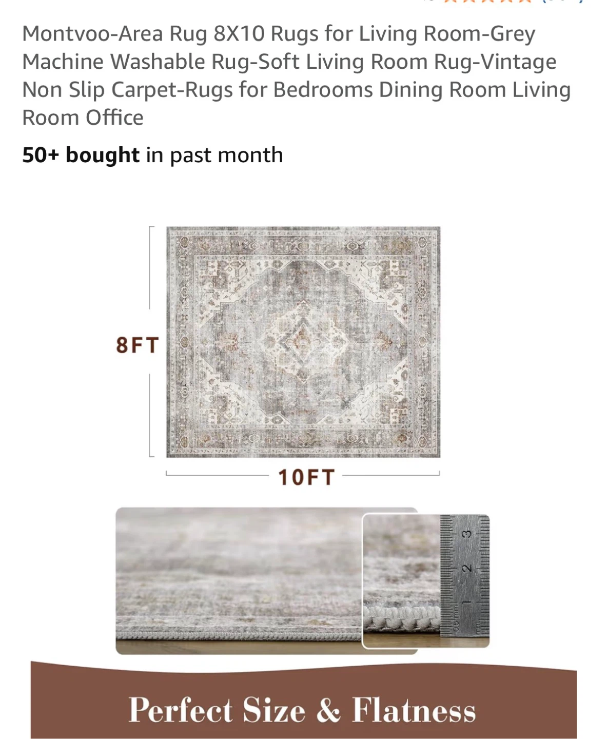Montvoo Area Rug 8x10 - Grey, Machine Washable - photo 4