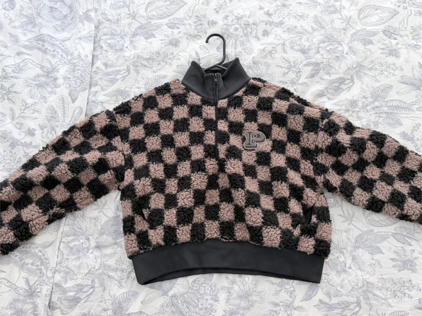 Pink Victoria's Secret Checkered Sherpa Pullover