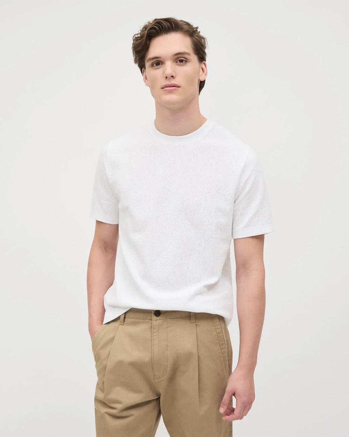 New Men's Textured White Crew-Neck Tee Large - photo 2