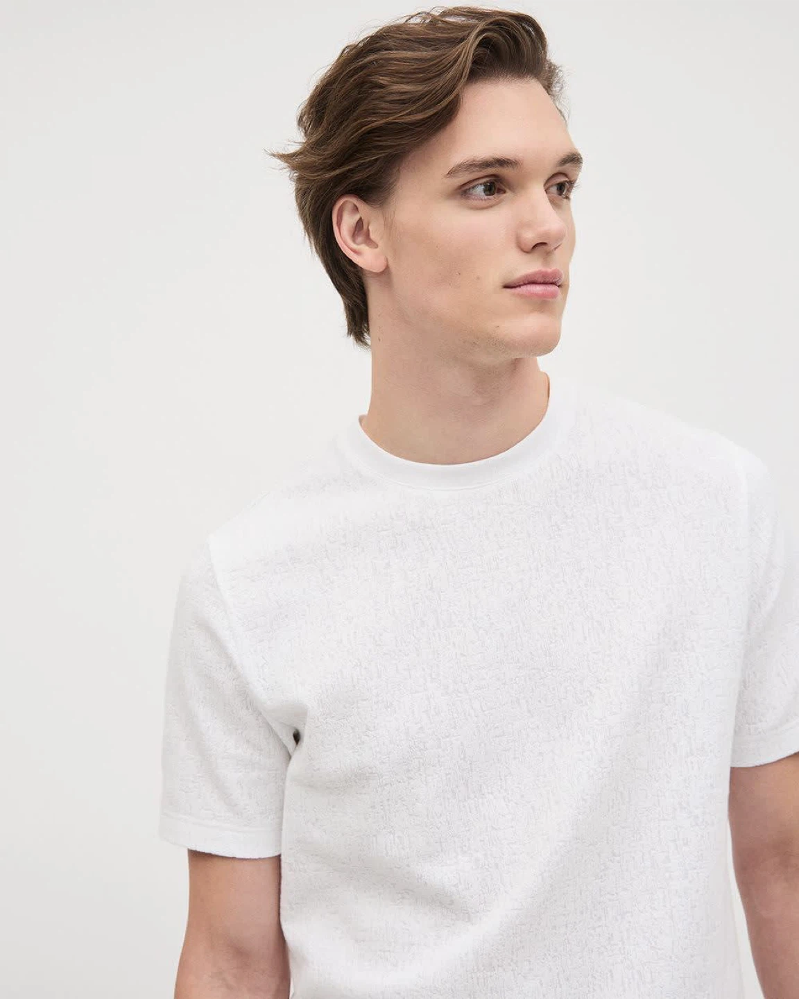 New Men's Textured White Crew-Neck Tee Large - photo 3