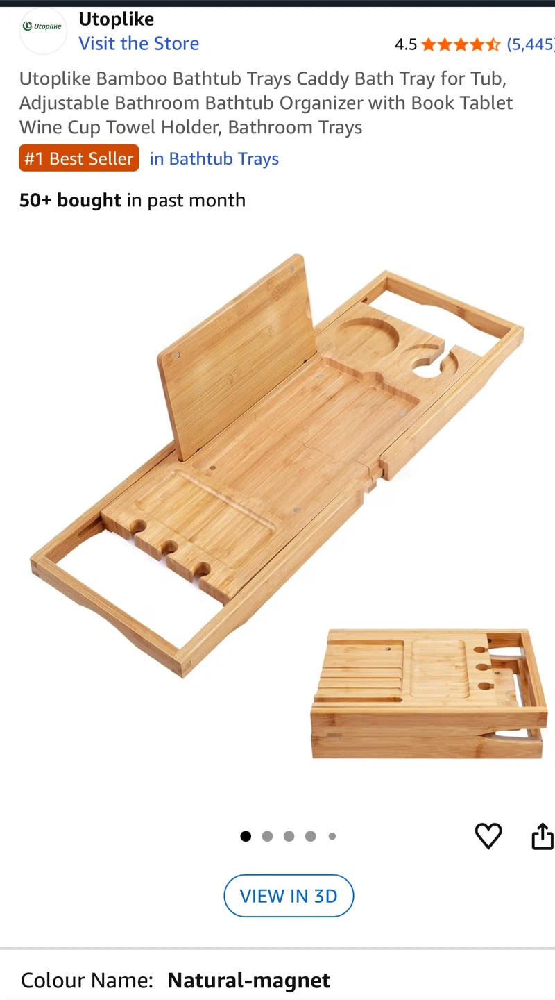 Utoplike Bamboo Bathtub Tray Caddy