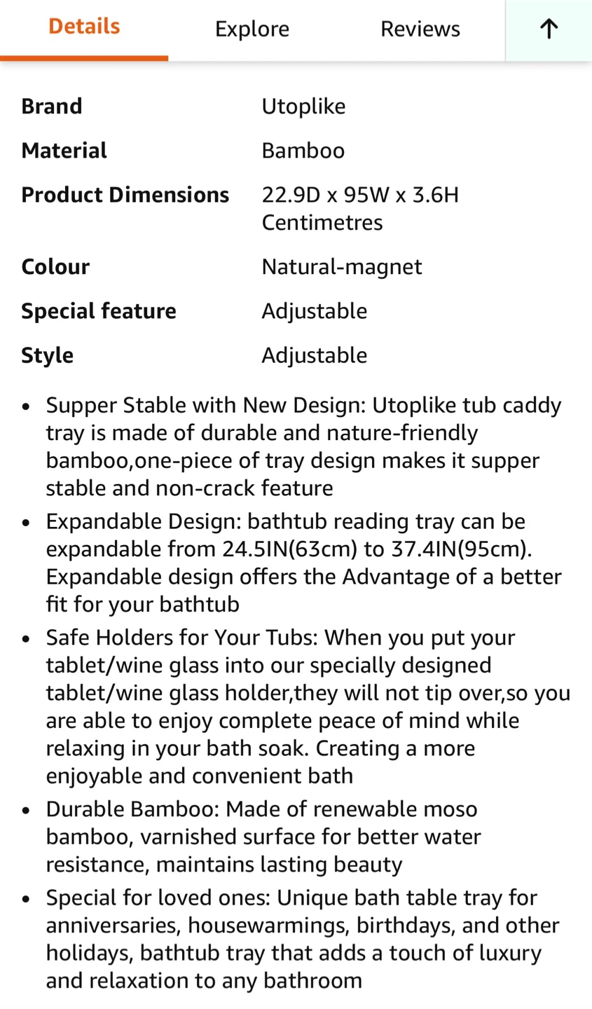 Utoplike Bamboo Bathtub Tray Caddy - photo 2