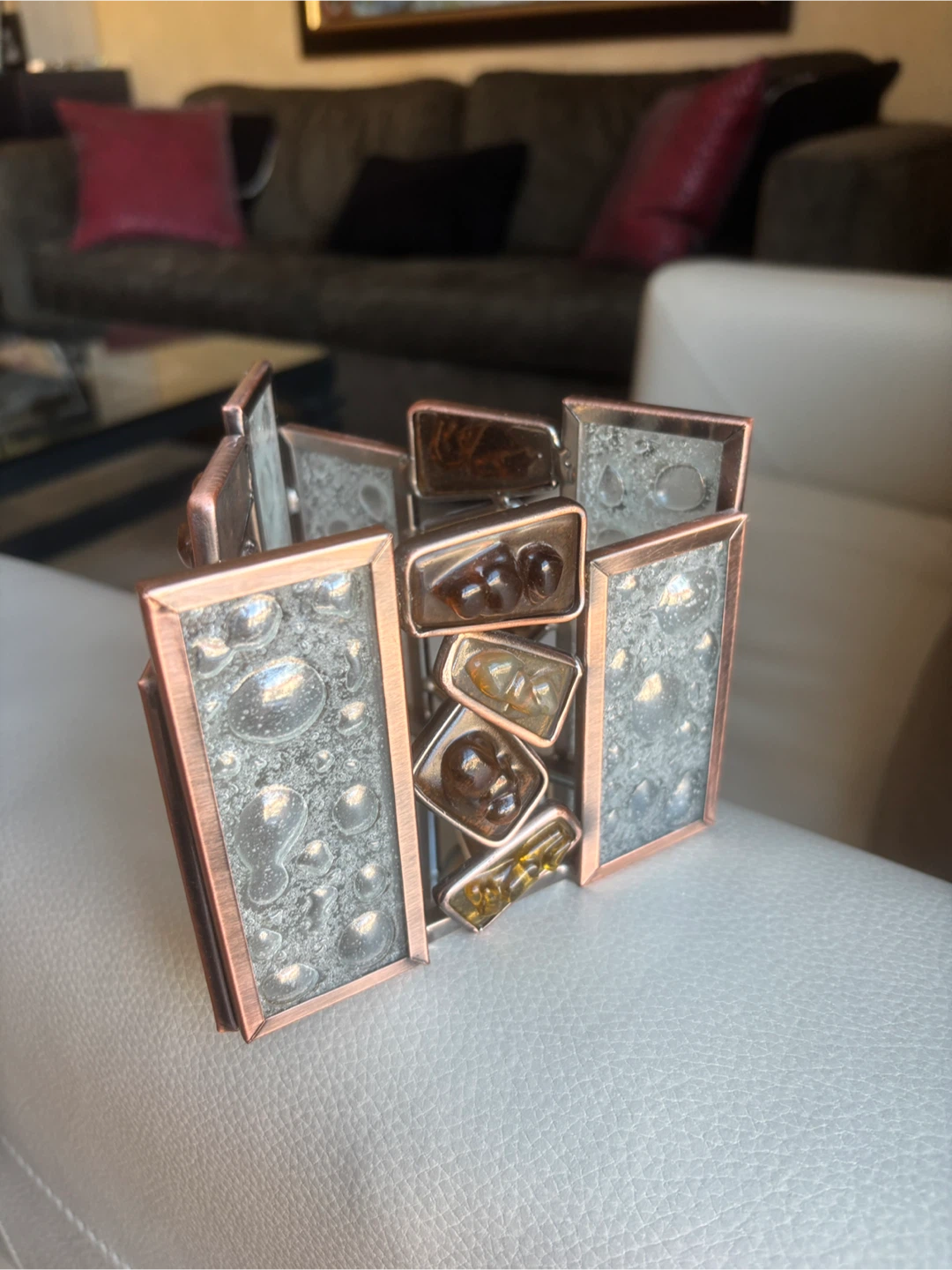 Artisan Crafted Metal & Glass Candle Holder - photo 2