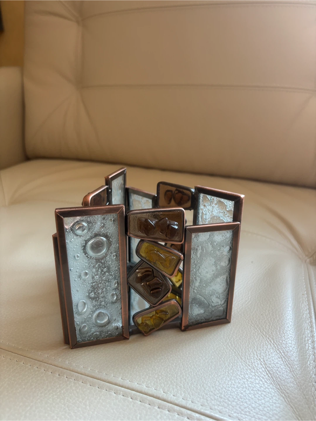 Artisan Crafted Metal & Glass Candle Holder - photo 4