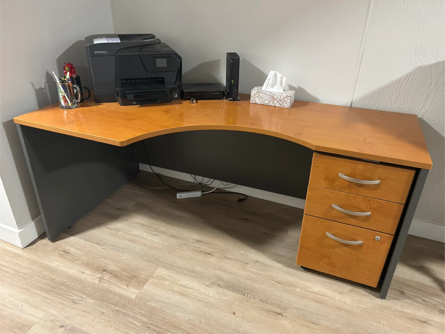 Desk and bookshelf
