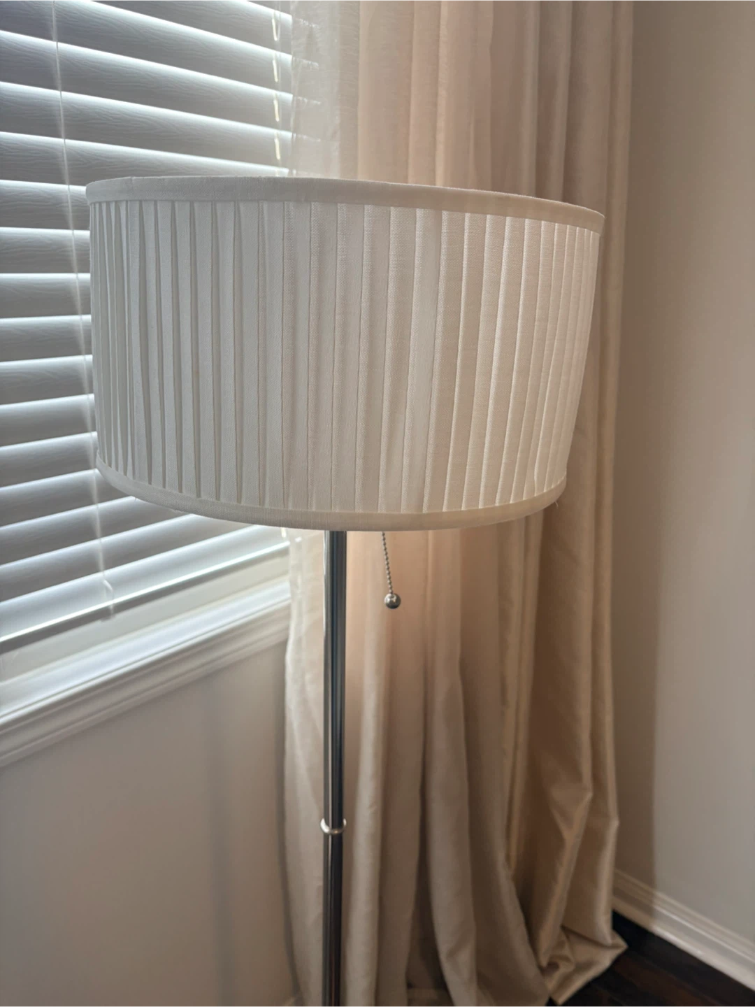 Ikea Floor Lamp - White Shade, Chrome Finish - photo 2
