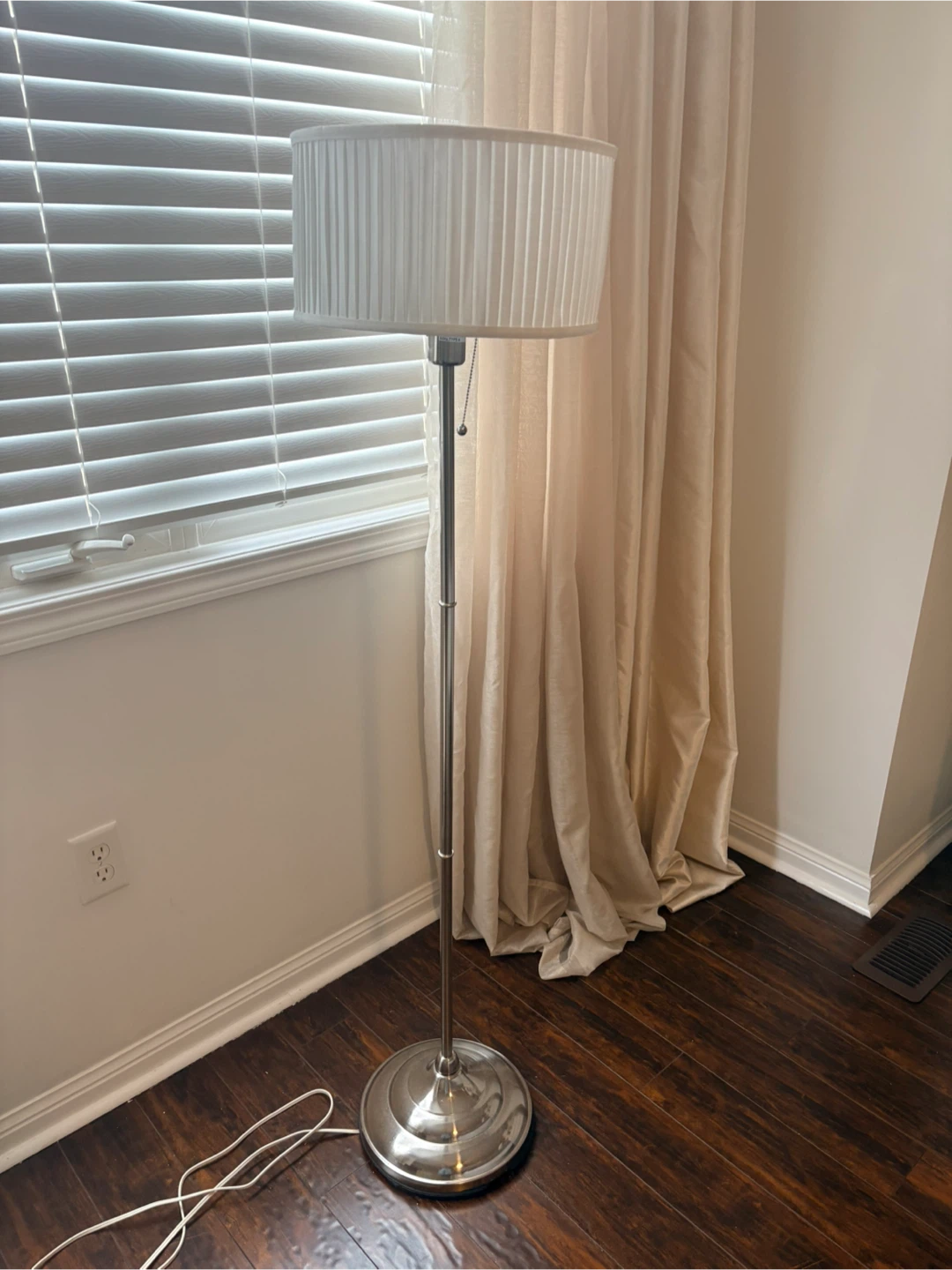 Ikea Floor Lamp - White Shade, Chrome Finish