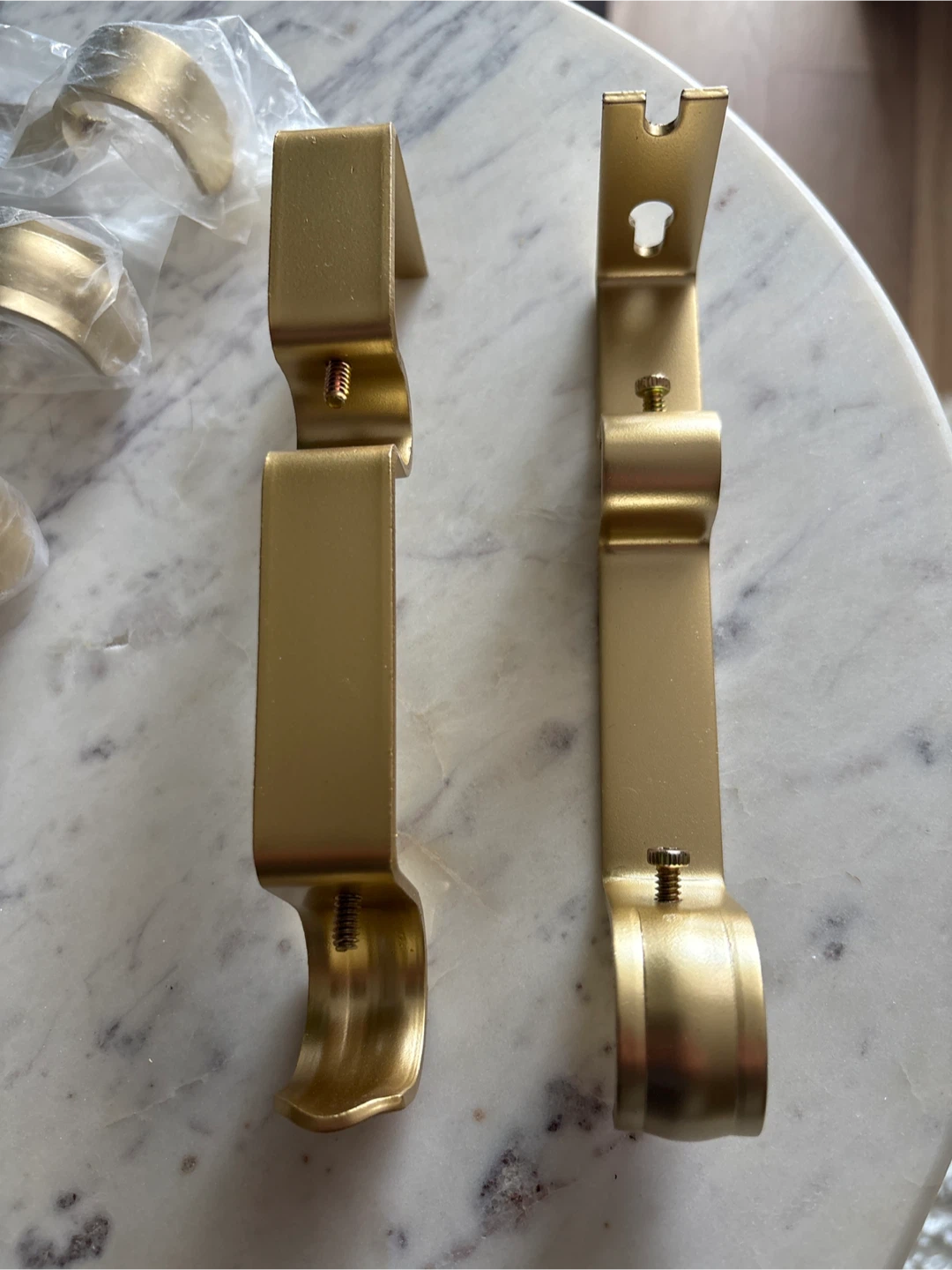 Gold Curtain Rod Brackets , double, set of 8