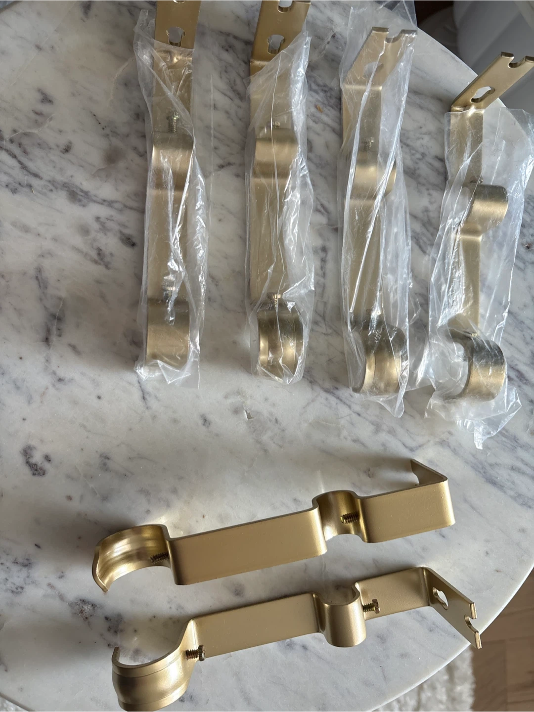 Gold Curtain Rod Brackets , double, set of 8 - photo 3